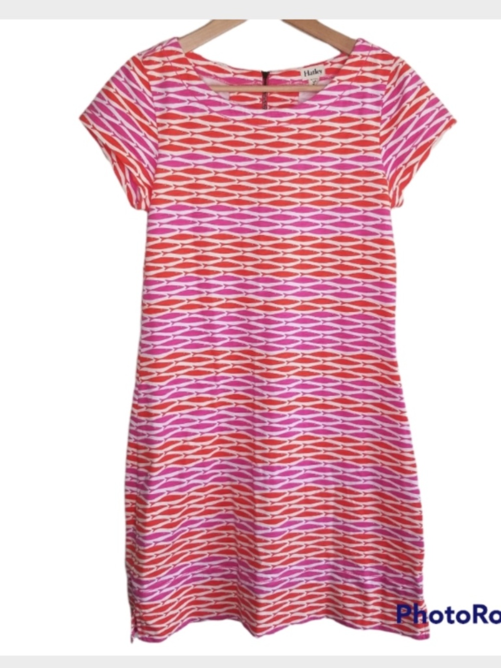 Hatley Pink Orange Geometric Print Knit Dress Size Small